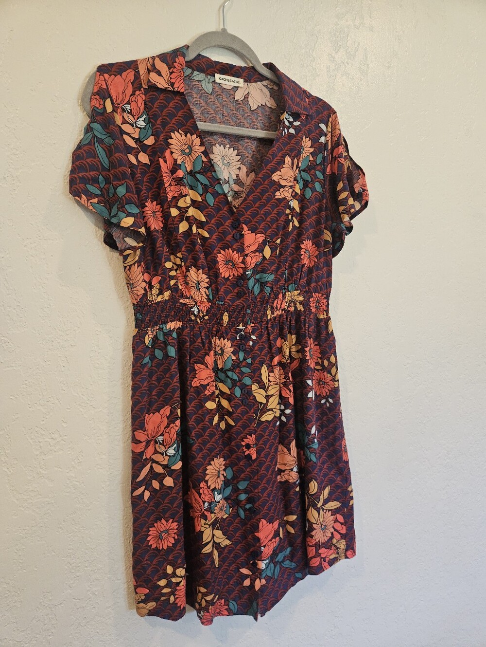 Cache Cache Floral Dress Rochaflor In Dahlia Grand Womens Size 38 Or Size 8 US.